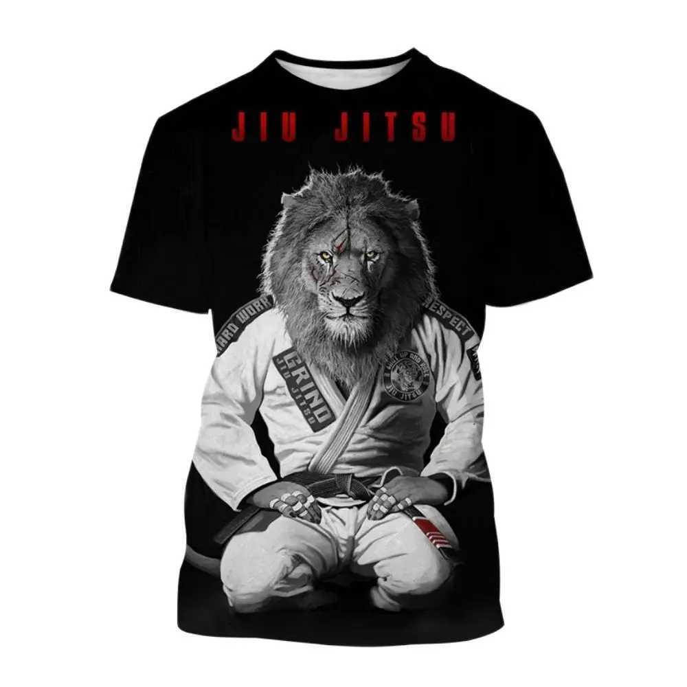 Mens T Shirt BJJ Jujitsu Enthusiast Wrestle Clothing Fashion 3D Animal Pattern Oversized T-shirt Casual O-neck Short Sleeve TopXJ250117