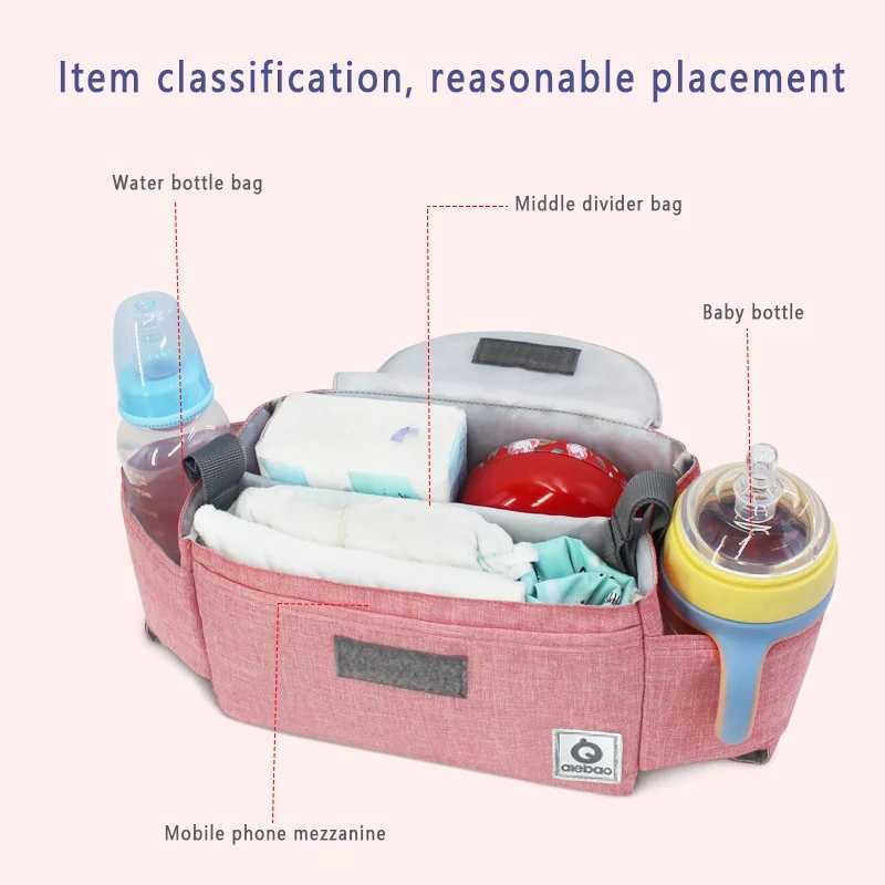 Stroller Bag Mommy Bag Diaper Baby Nappy Bag Stroller Accessories Large Capaci Outdoor Travel Nappy Water Cup HolderXJ250117