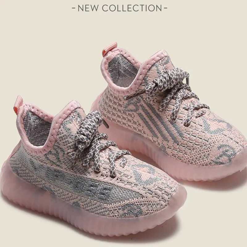 Athletic Outdoor 2024 Children Spring Autumn Stylish Comfy Sneakers Breathable Mesh Lightweight Lace-Ups Causal Boys Girls Soft ShoesY250116GTZV