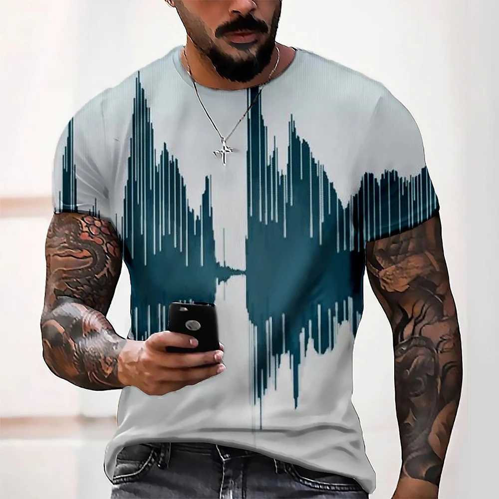 Mens T Shirt Graphic 3d O Neck Black White Stripes Oversized Clothing Casual Daily Top Streetwear Short Sleeve Clothing ApparelXJ250117