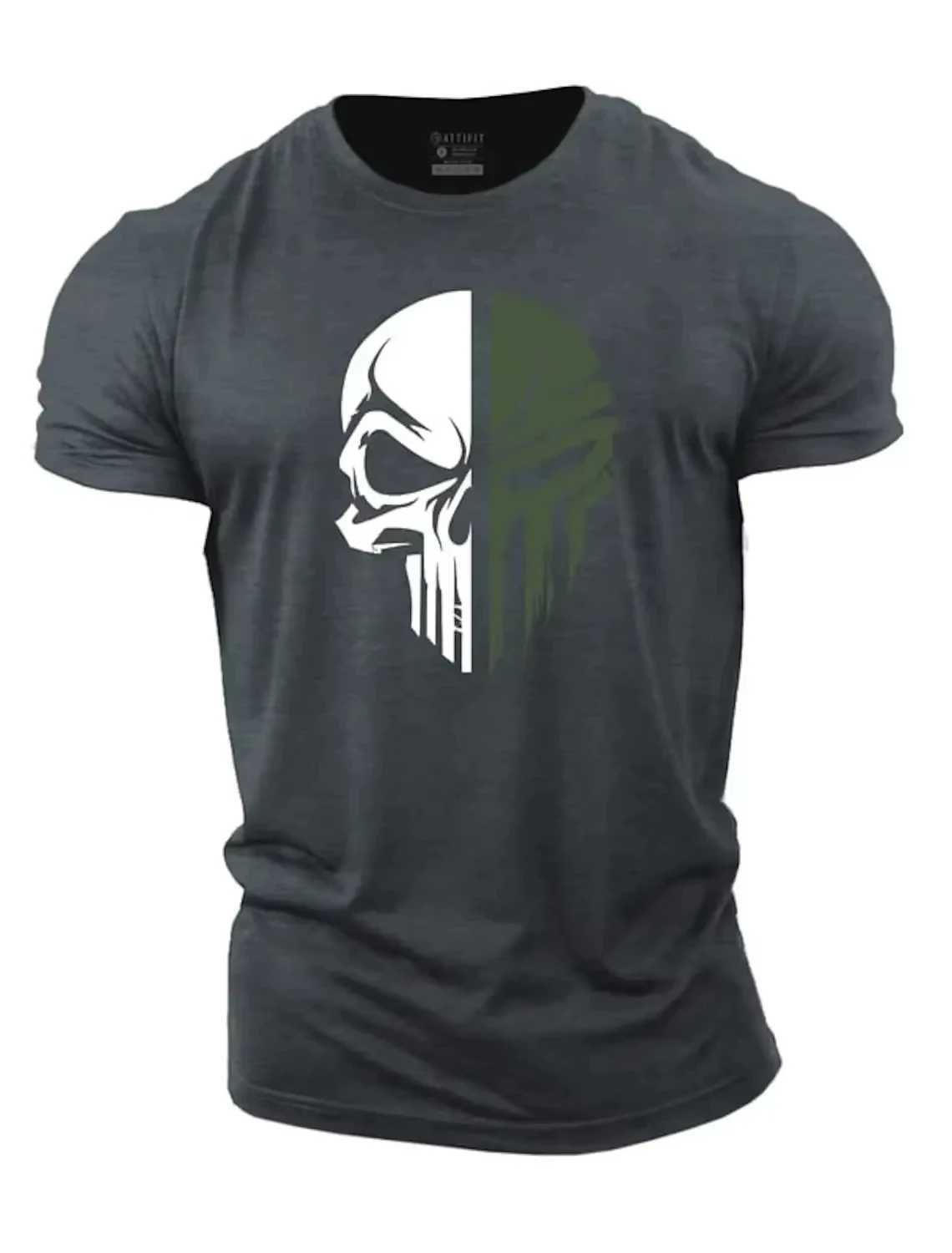 2025 Summer New Mens Fashion T-shirt 3D Printed Military Skull Hanging T-shirt Fitness Sports Clothing Mens Clothing Sports ToXJ250117