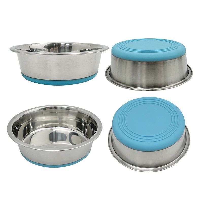 Pet stainless steel footprint dog bowl anti-tip non-slip cat bowl cartoon pet bowl cat supplies cute cat bowl
