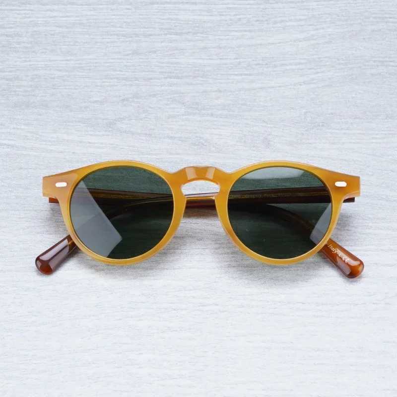 Gregory Peck Vintage Designer Sunglasses for Women OV5186 2023 Transparent Acetate Retro Round Polarized Sun Glasses Men W250116