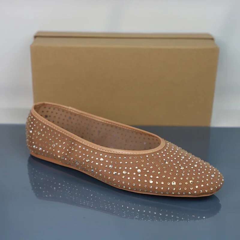 Rhies Women's Ballet Flats Breathable Mesh Shallow Comfort Casual Shoes Brand Designer 2025 Spring Ladies Footwear