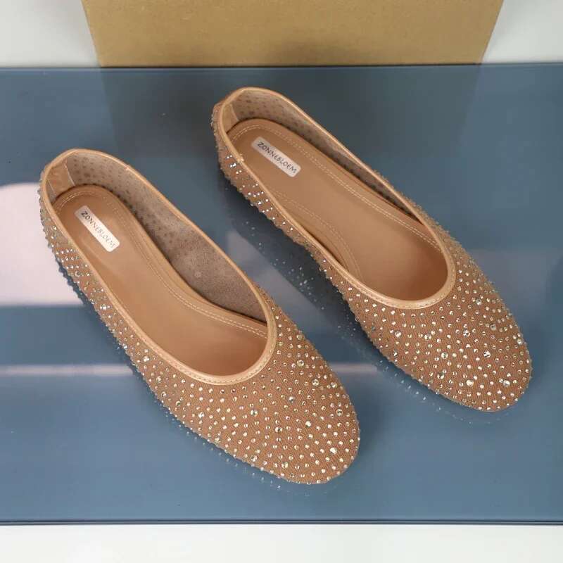 Rhies Women's Ballet Flats Breathable Mesh Shallow Comfort Casual Shoes Brand Designer 2025 Spring Ladies Footwear