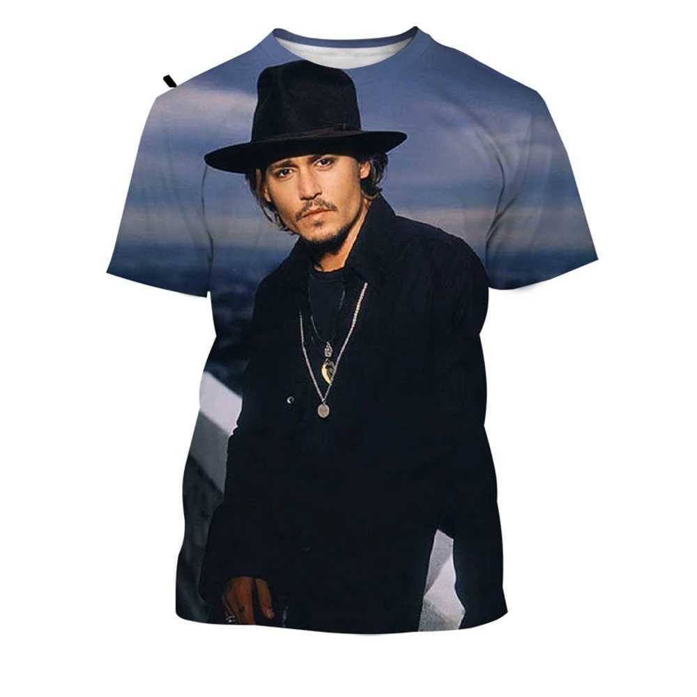 New fashion celebrity star Johnny Depp 3D printing T-shirt personality actor round neck casual shirt unisex hip-hop street styleXJ250117