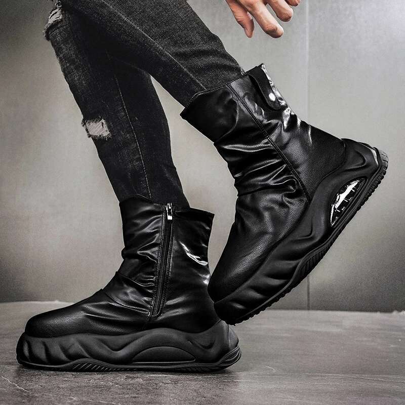 CYYTL Boots Winter Casual Mens Shoes Ankle Leather Cowboy Combat Tactical Hiking Outdoor Designer Tennis Sneakers
