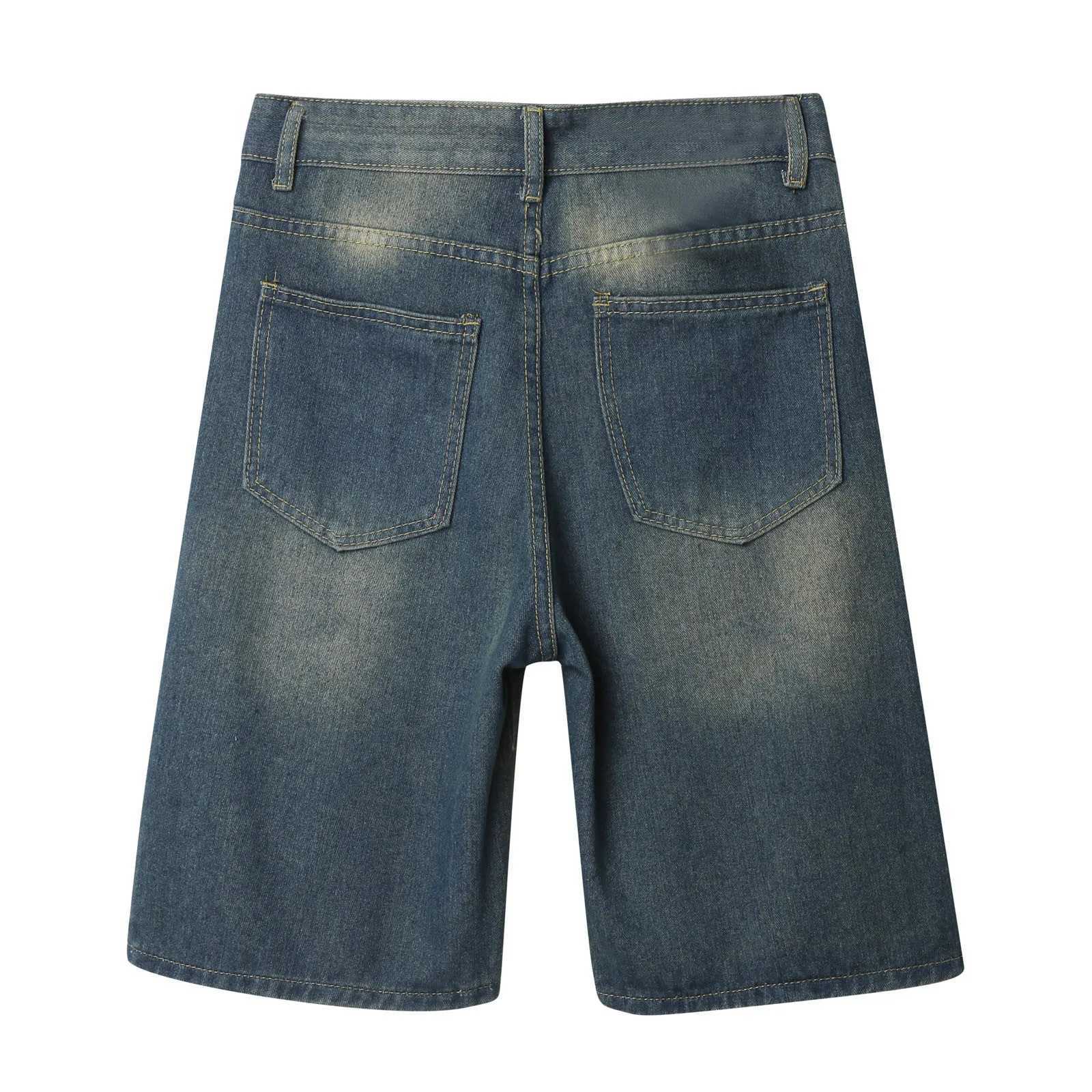 Mens Denim Shorts Straight Wide Leg Jeans Vintage Stretch Jeans For Men Casual Loose Summer Short Pants Y2k Baggy StreetwearXJ250117