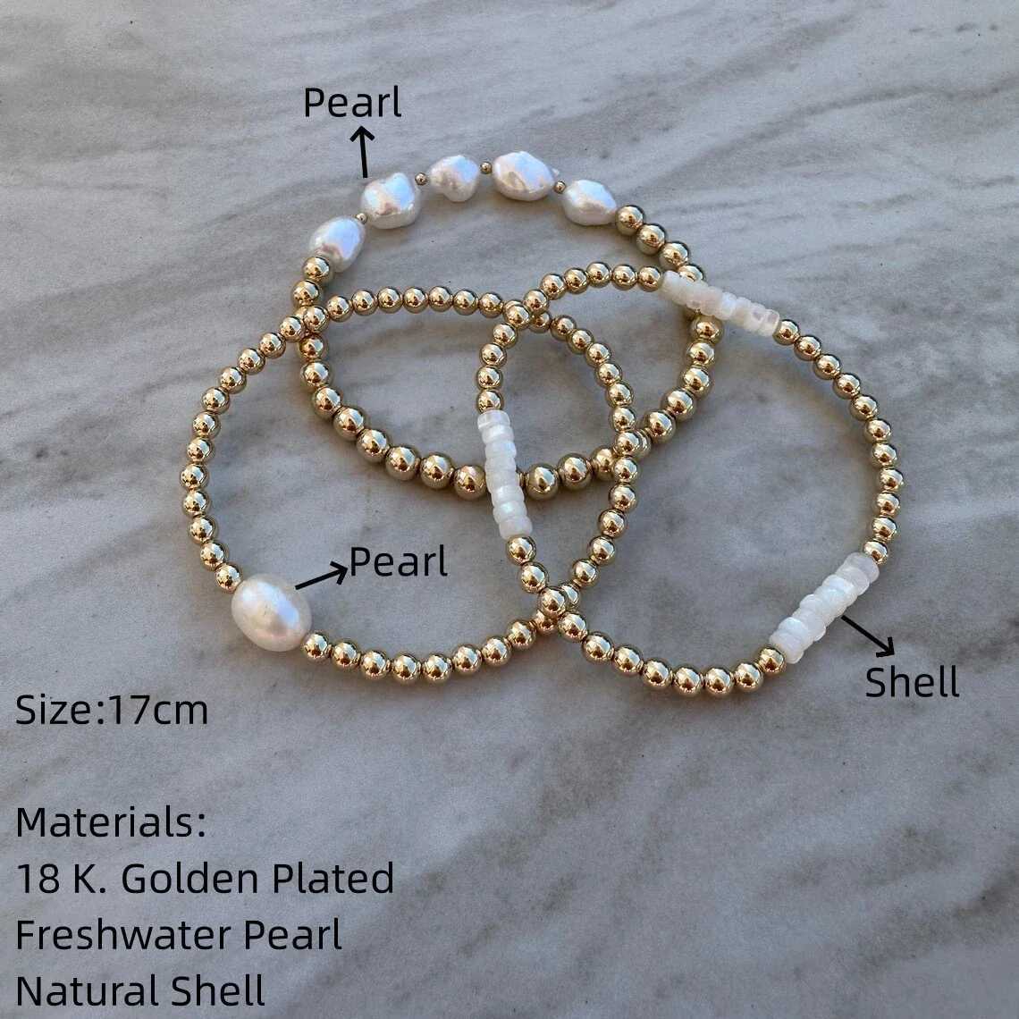 CCGOOD Gold Plated 18 K Bracelet Natural Freshwater Pearl Bracelets for Women Stackable Pulseras Stretch Jewelry W250116