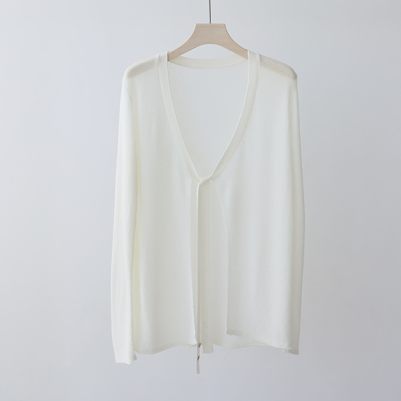 CRYJ1 Spring Collection for Her: -Silk Knit Sweater Jacket with Camisole Skirt - Elegant Lace-Up Top