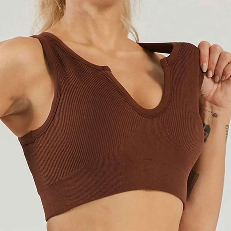 Ddmytiger China Domestic Sports Women Sexy Ribbed Yoga Crop Top Seamless Gym Underwear Push Up Running Workout Bras Ddmytiger