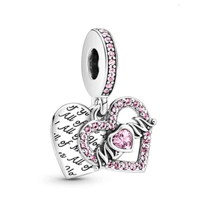 2025 New Charms beads Two Color Bag Heart Blooming Rose Color Change Heart Dangle girl Charm Fit Women S925 Bracelet DIY Gift Wholesale