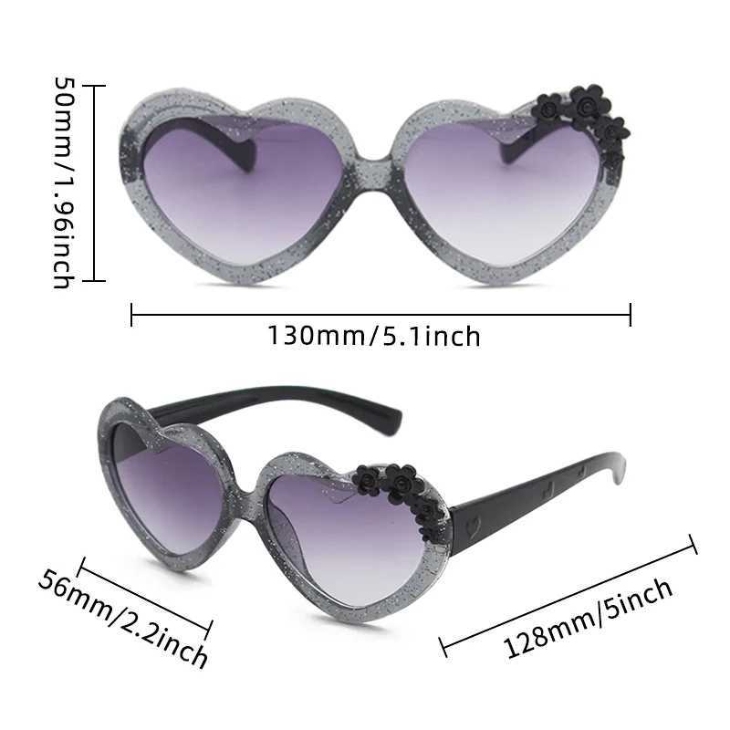 2023 Baby Girls Cute Acrylic Heart She Flowers UV400 Children Outdoor Protection Sunglasses Kids Sun Glasses Z260305