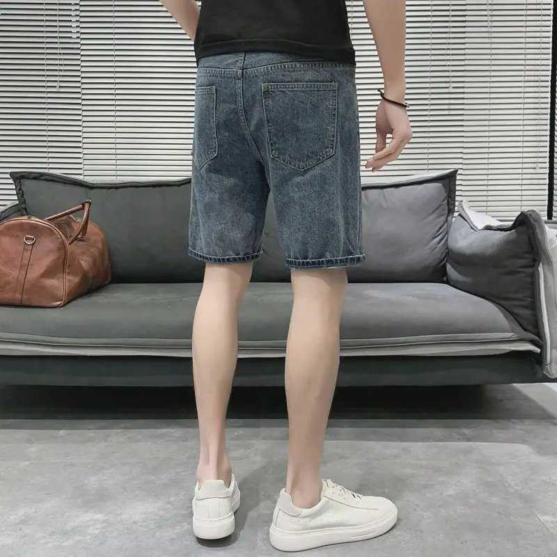 Man Denim Shorts with Pockets Straight Short Jeans Pants for Men Sale Xxxl Y2k Fashion Emo Harajuku Luxury Summer Cowboy PopularXJ250117