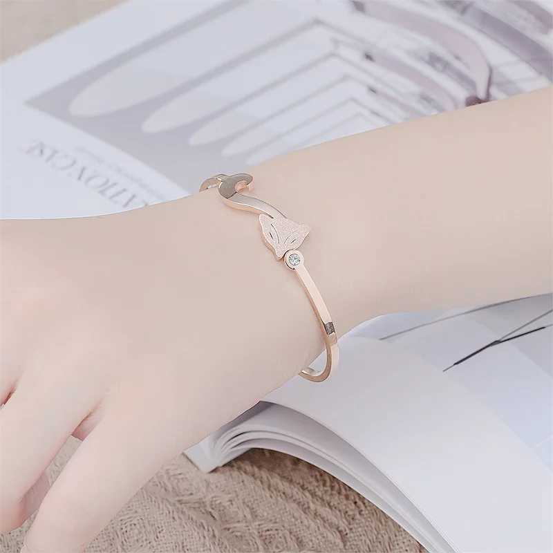 HNSP Stainl Steel Bangle Bracelet For Women Hand Jewelry Accories Rose Gold Silver ColorXJ250117