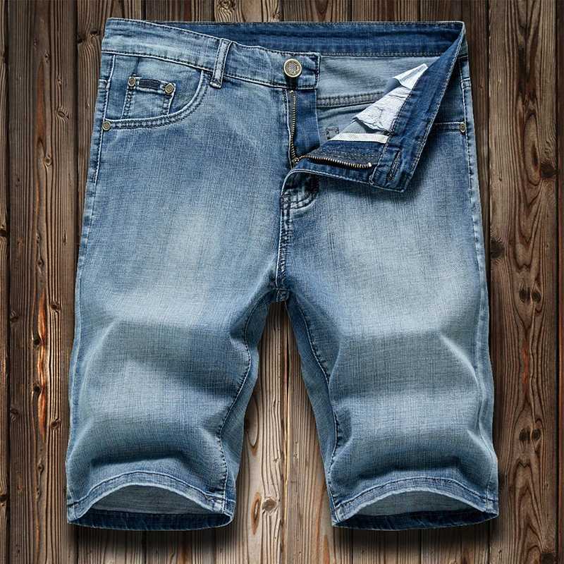 Summer shorts mens denim pants stretchy dark blue fashion design mens jeans ultra-thin straight mens shorts W250319