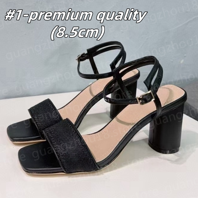 10A Premium Designer Sandals Women's Thick Heel Shoes Embroidery High Heels for Summer Vocation Daily Style Festival Gifts 30301