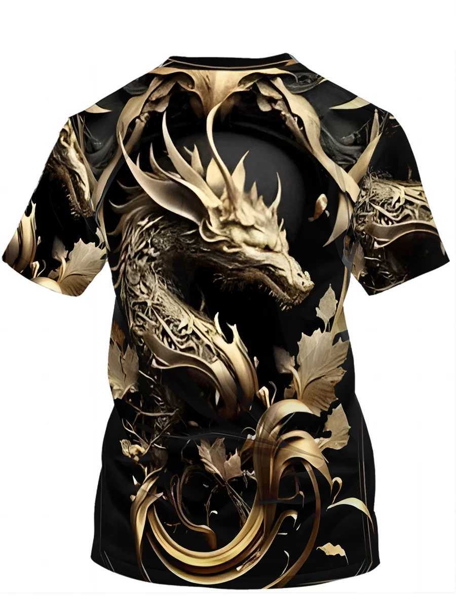Mens T-shirt Dragon 3D Digital Printing O-Neck Short Sleeve Summer Tshirt Fashion Plus Size Loose Casual Knitted Tees Sport TopXJ250117