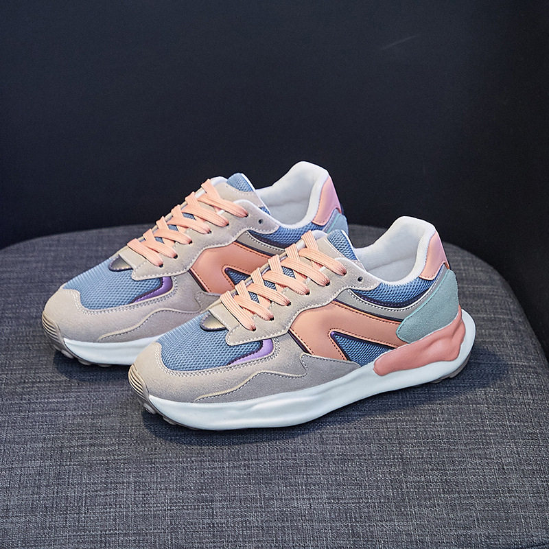Women Sports Shoes Fashion Thick Sole Anti-slip Korean Version Running Versatile Training Sneakers Triple Black Beige Orange Free shipping