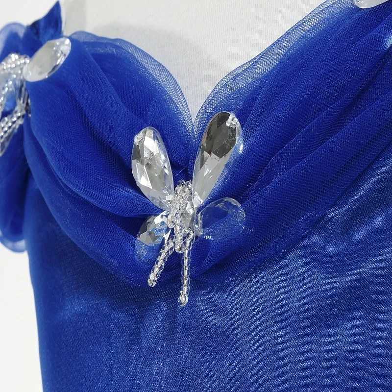 Cinderella Princess Same Cosplay Sle Dark Blue Girl Luxury Dress Off-Shoulder Puff Skirt Christmas Par Girls Gift Z250117
