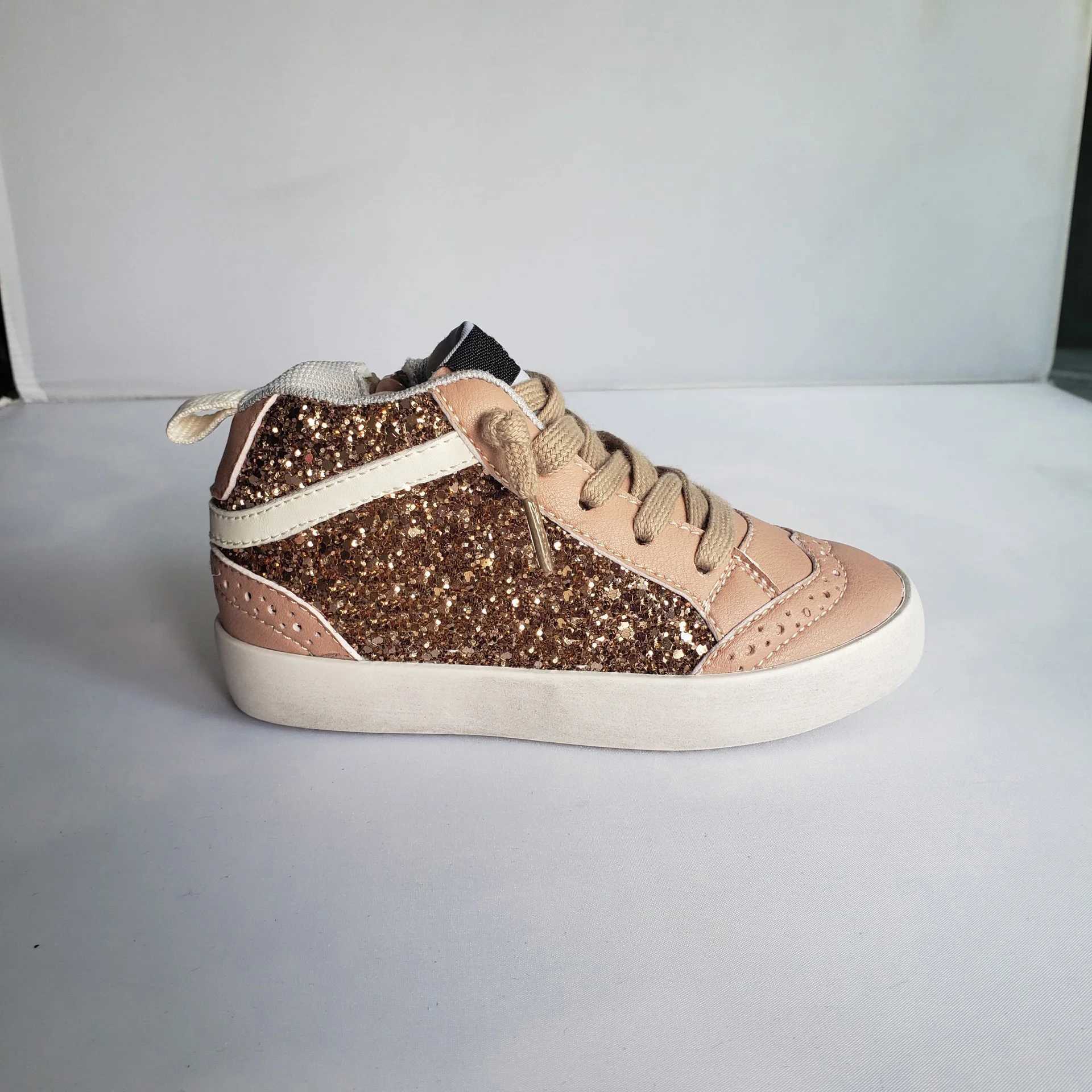Athletic Outdoor Spring New Trend Childrens Star Sneakers Kids Sequin Soft Sole Board Shoes Girls Boys Casual High Ankle Small Dirty ShoesY250116X84X