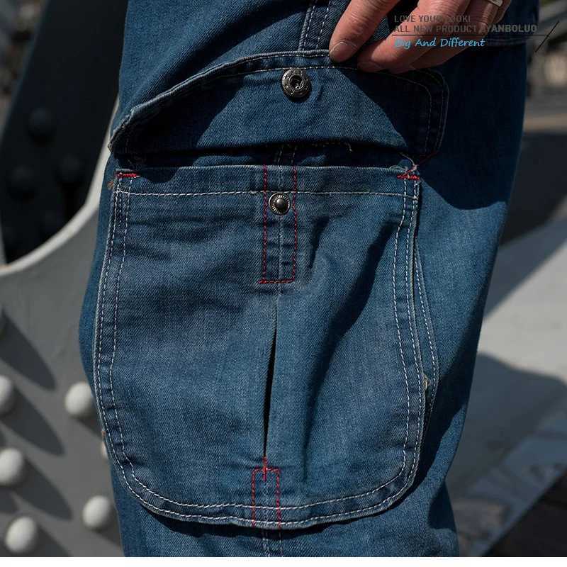 Summer Denim Cargo Cropped Pants Big Pocket Mens Shorts Hip Hop Loose Plus Fat Size Jean Short Male W250116