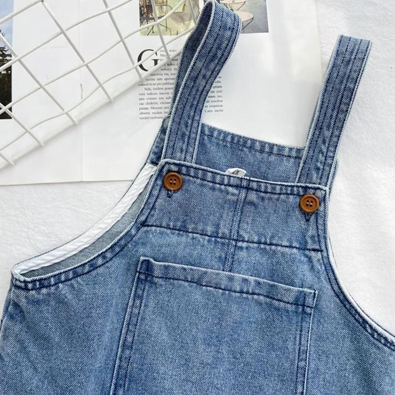 Baby Boy Solid Denim Overalls Child Jean Bib Pants Infant Jumpsuit 15Y Childrens Clothing Kids Autumn Girls Outfits 250117