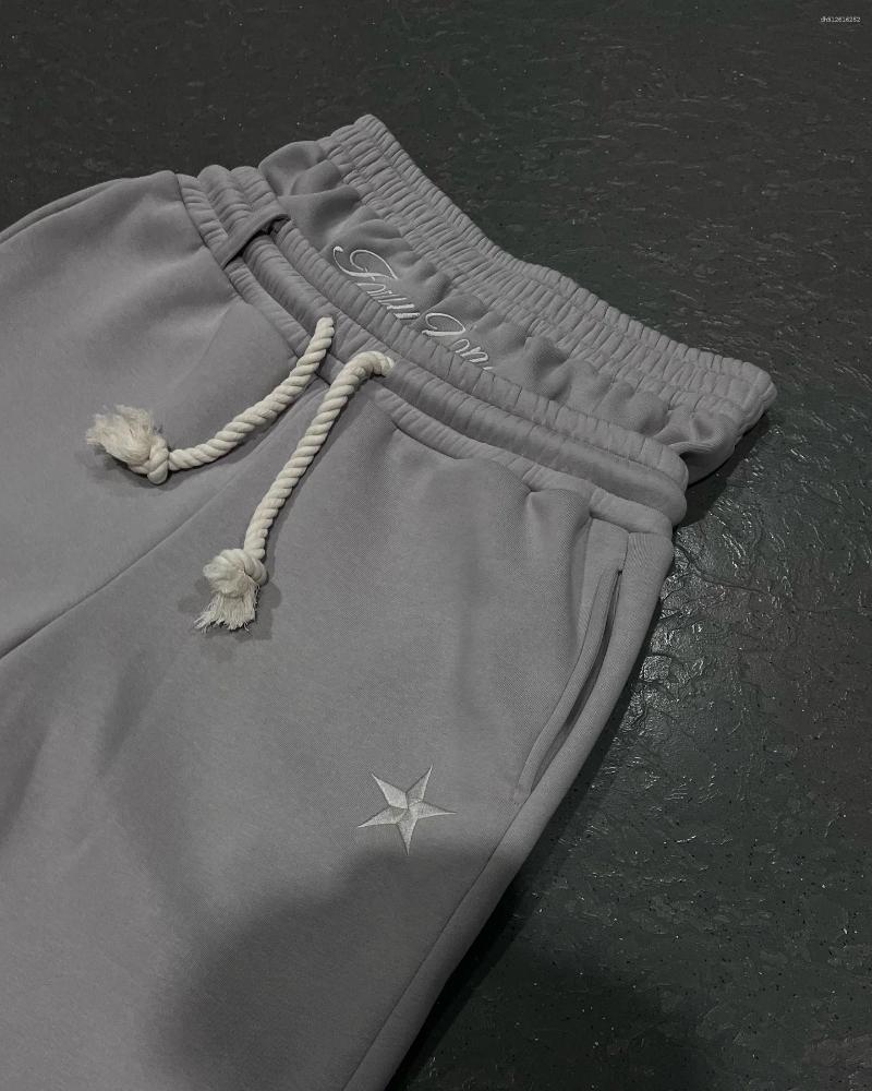 Men's Pants Harajuku Loose Double Waisted Sweatpants Y2K American Solid Color Letter Embroidery Casual Hip Hop Drawstring Waist Jogger