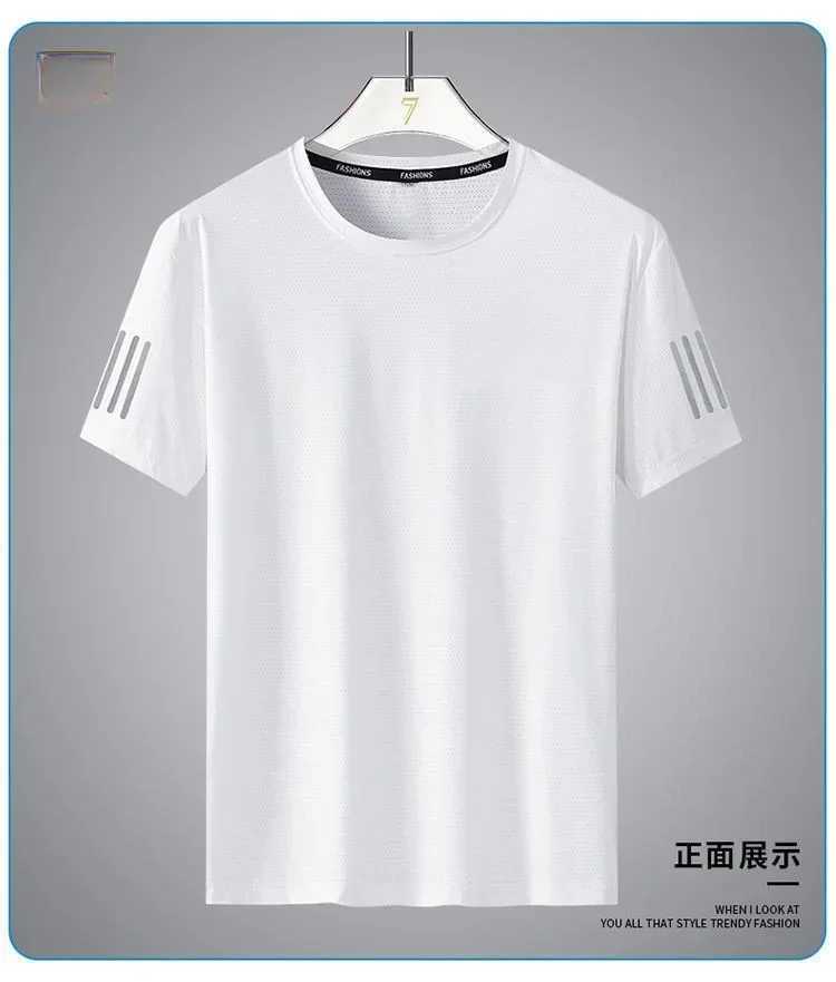 Summer Ice Silk T-shirt Mens Round Neck Quick Drying Short Sleeves Breathable Half Sleeve Top Mens Sport Loose TeeXJ250117