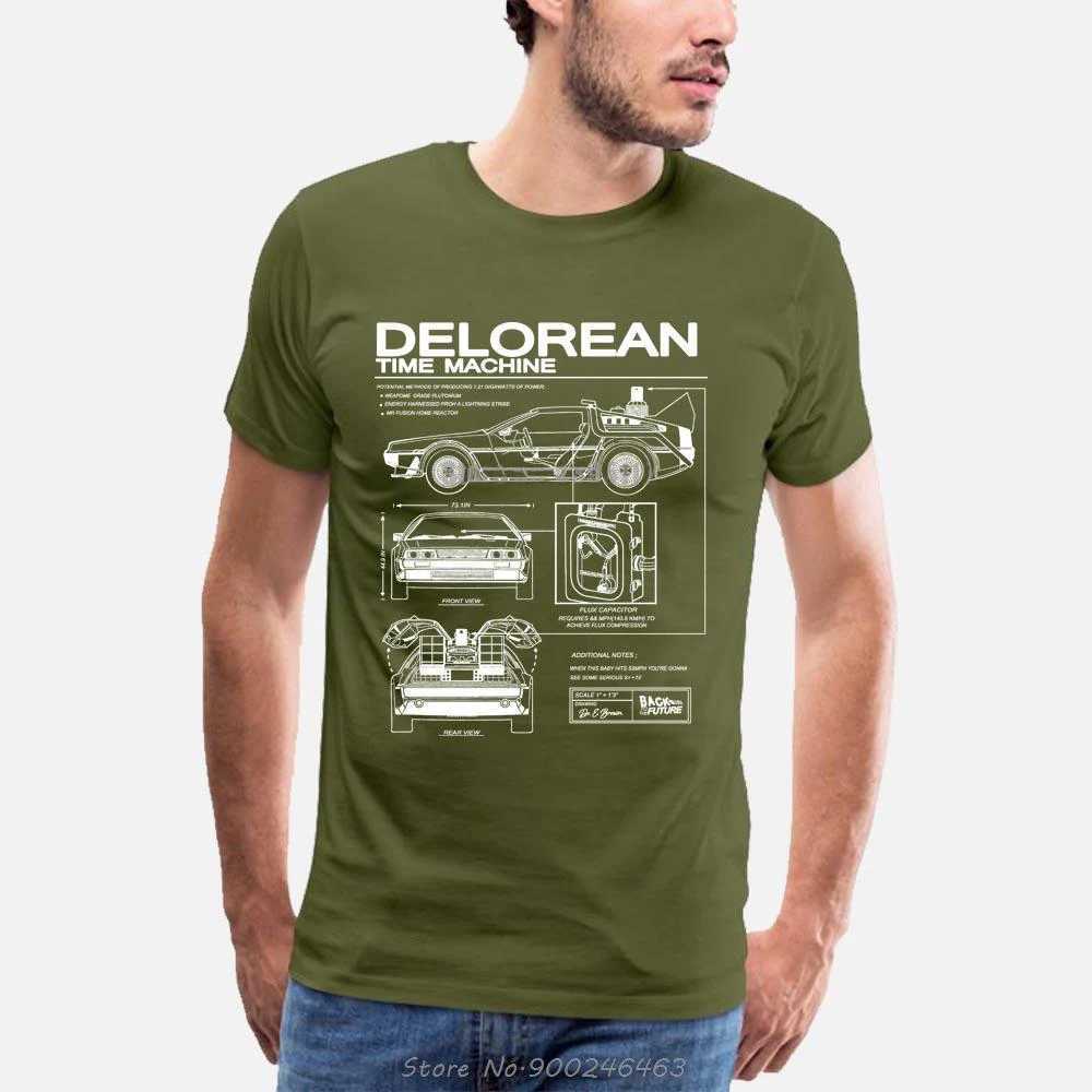 Back to the Future Delorian Schematic T-shirt Printing TShirt Mens Motorcycle T-shirt Summer Mens Hip Hop T-shirtXJ250409