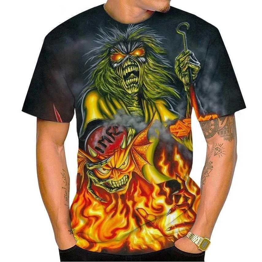 Hot Selling New Live Dead 3D Printing T-shirt Rock Music Round Neck Short Sleeve Heavy Metal Fashion Casual Mens Unisex TopXJ250117