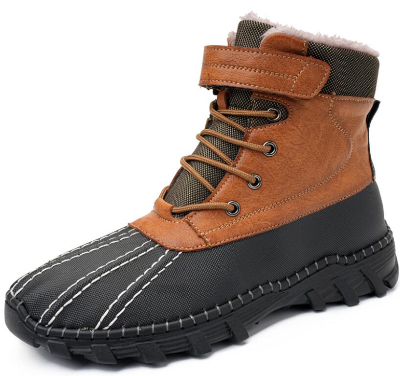 Casual Shoes Waterproof Snow Boots Men's Autumn/Winter High Top Handmade Men's Shoes Outdoor Work Boots with Velvet Duck billed Boots Cotton