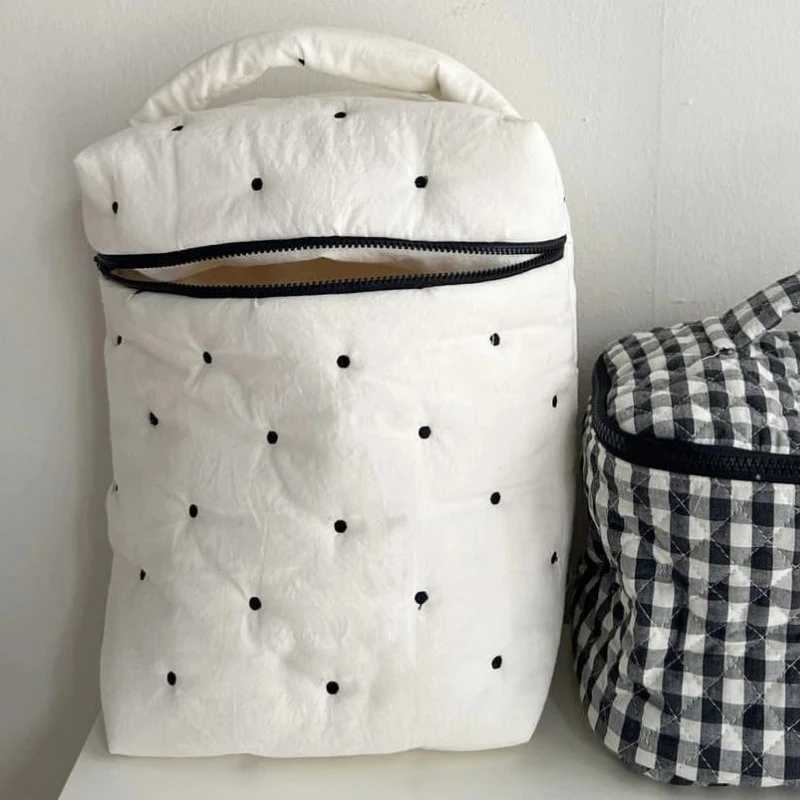 Dot Pattern Cotton Diaper Storage Bag Childrens Baby Cart Zipper Handbag Diaper Storage Bags Simple Travel Portable Storage-BagXJ250117