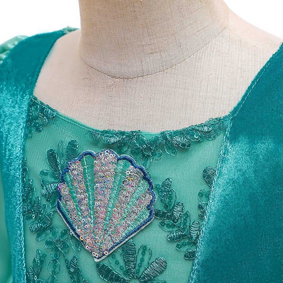 Little Mermaid Green Princess Dress Kids Stage Performance Costume Children Princess Mesh Tutu Ball Gown Christmas GiftXJ250117