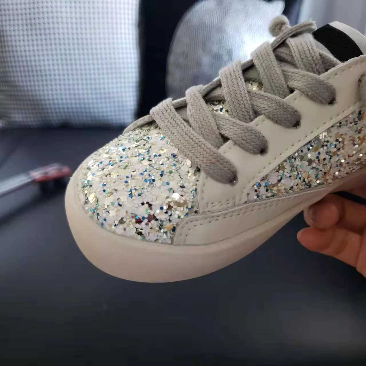 Athletic Outdoor Designer School Shoes Wholesale Fashion Brand Casual Full Sequin Star Shoes for Baby Girls Fall and Winter Big Kids SneakersY250116QA