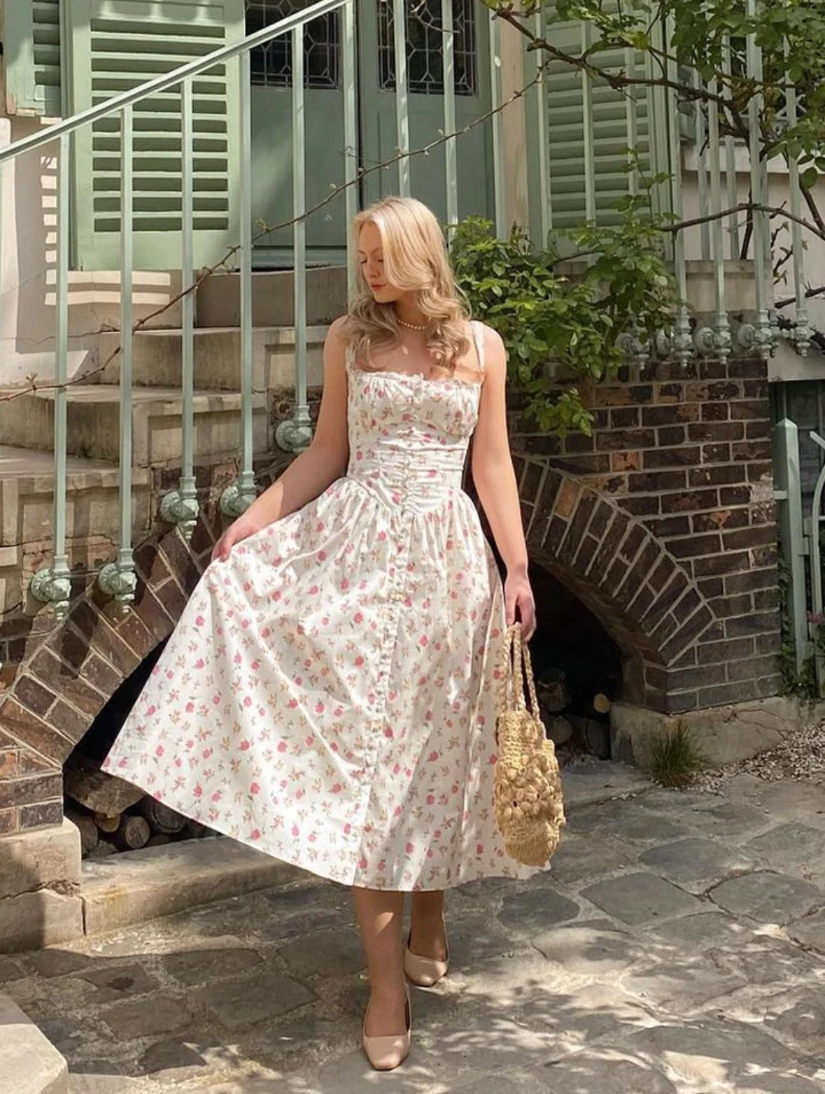 Mingmingxi Summer Black Spaghetti Strap Holiday Party Dresses Elegant Midi Button Lace Up Dress Casual Women In Dress 250109