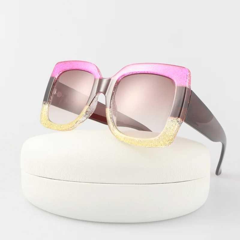 Fashion Square Sunglasses Woman Vintage Brand Designer Oversized Sun Glasses Female Retro Gradient Redgreen Sunglasses W250116