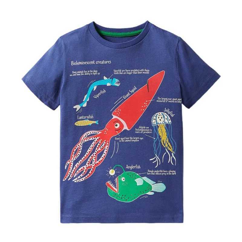 Little maven New Fashion Boys T-shirt Summer Luminous Dinosaur Animal Cotton Causal Clothes Lovely Tops for Kids 2-7 years M250116