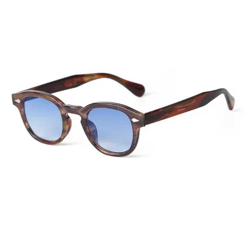 Retro Tortoiseshell Round Sunglasses for Women Unique Brand Design Vintage Eyeglasses Leopard Blue Lens Square Sun Glasses UV400 W250116
