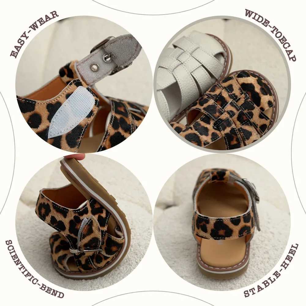 Sandals Parent-child Pu Leather Sandals Ins Baby Kids Horse Hair Patch Leather Roman Sandals Boys Girls Soft Sole Non-slip Beach ShoesY250116Q9E6