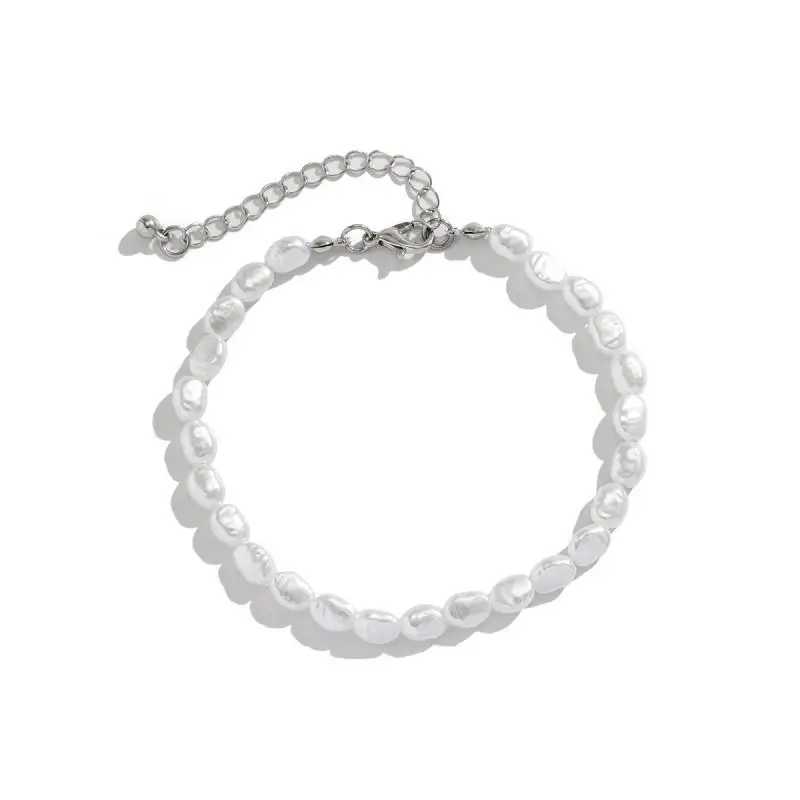New Fashion Oval Imitation Pearl Chain Bracelet Necklace Men Women Handmade Classic Chain Beads Bracelet for Men Jewelry SetXJ250117