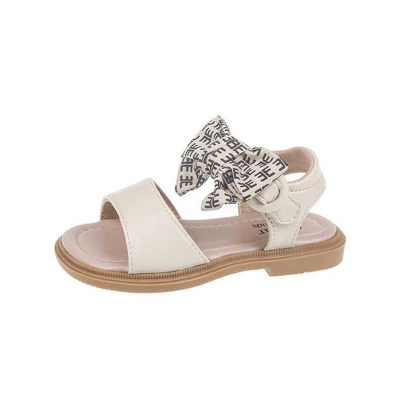 Sandals Girls Black/white Non-slip Open-toe Fashion Sandals with Soft Soles Girls New Summer PU Outdoor Sandal Size 23-33Y250116LAH6