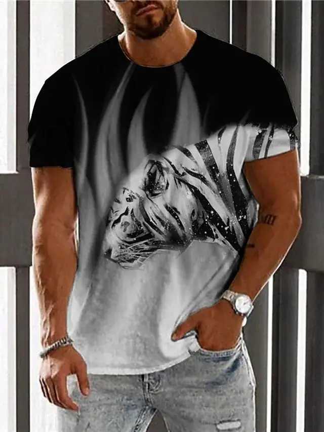 3D Tiger/lion T Shirt Men Women 2023 Summer Fashion Short Sleeve Printed Animal T-Shirt Cool Tops TeesXJ250117