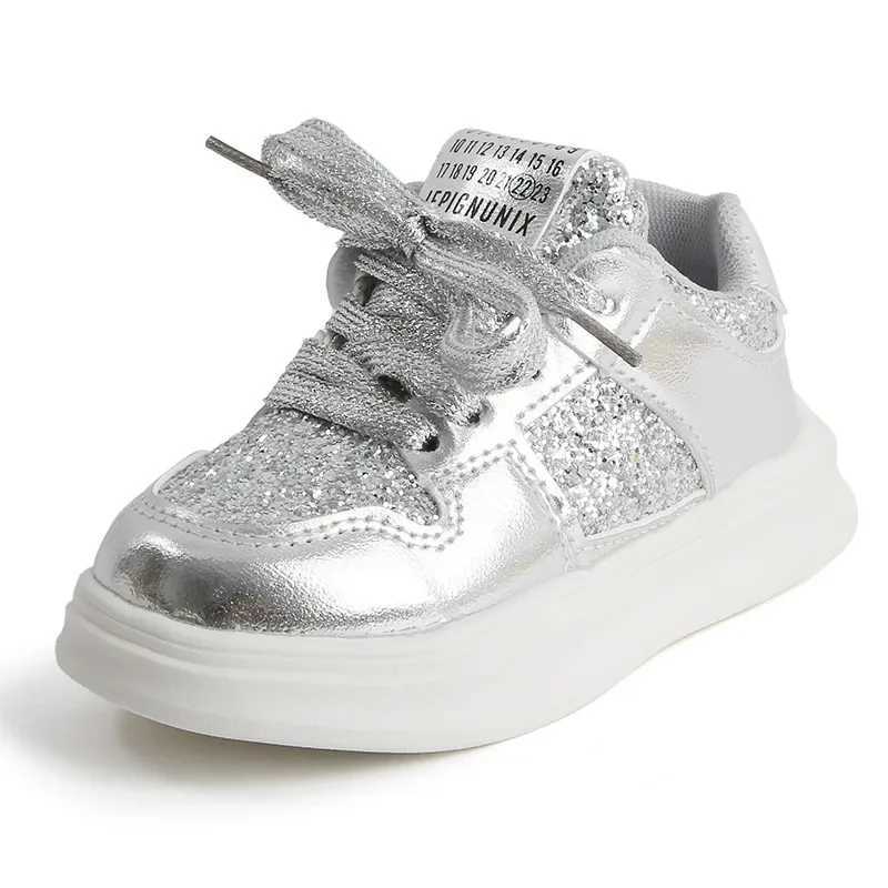 Athletic Outdoor Childrens Casual Shoes Toddler Boy Flats Board Shoe Sequin Solid Color Kids Running Sport Shoe Non-Slip Breathable Girl SneakerY25011
