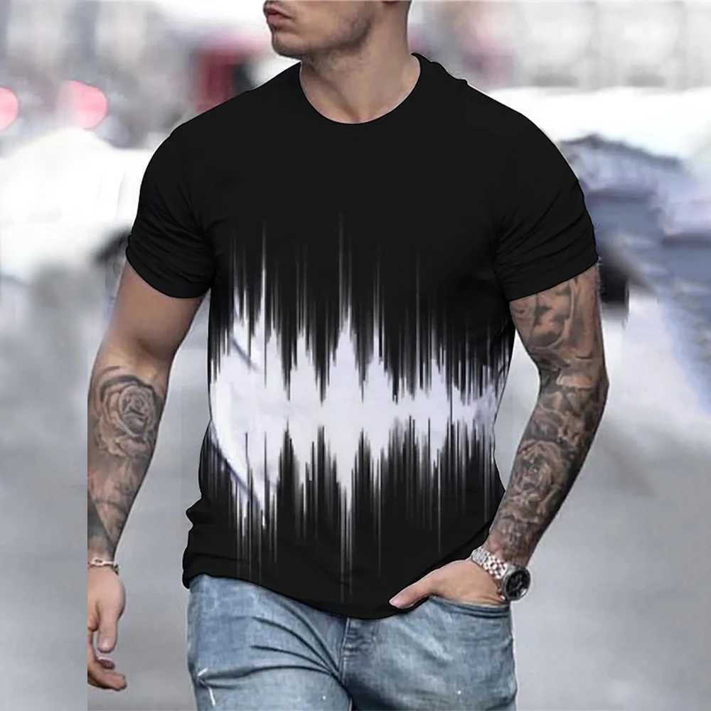 Mens T Shirt Graphic 3d O Neck Black White Stripes Oversized Clothing Casual Daily Top Streetwear Short Sleeve Clothing ApparelXJ250117