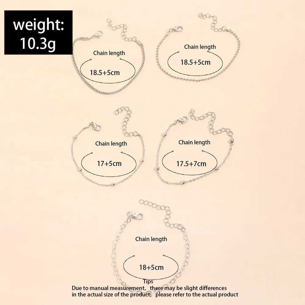 5Pcs/Set New Silver Color Multilayer Interlocking Hearts Bracelet Retro Bangle for Women Fashion Jewelry Wedding Party GiftXJ250117