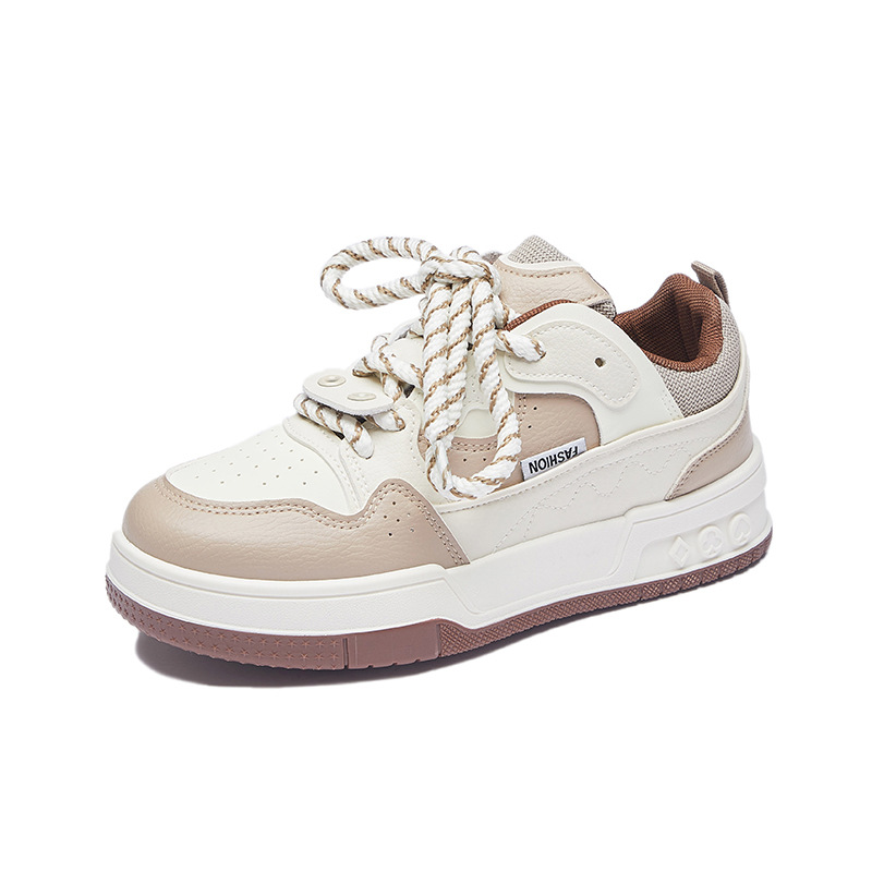 Women Casual Shoes Fashion 2025 New Korean Version Thick Sole Design Sense Versatile Triple Black Beige Khaki Free shipping