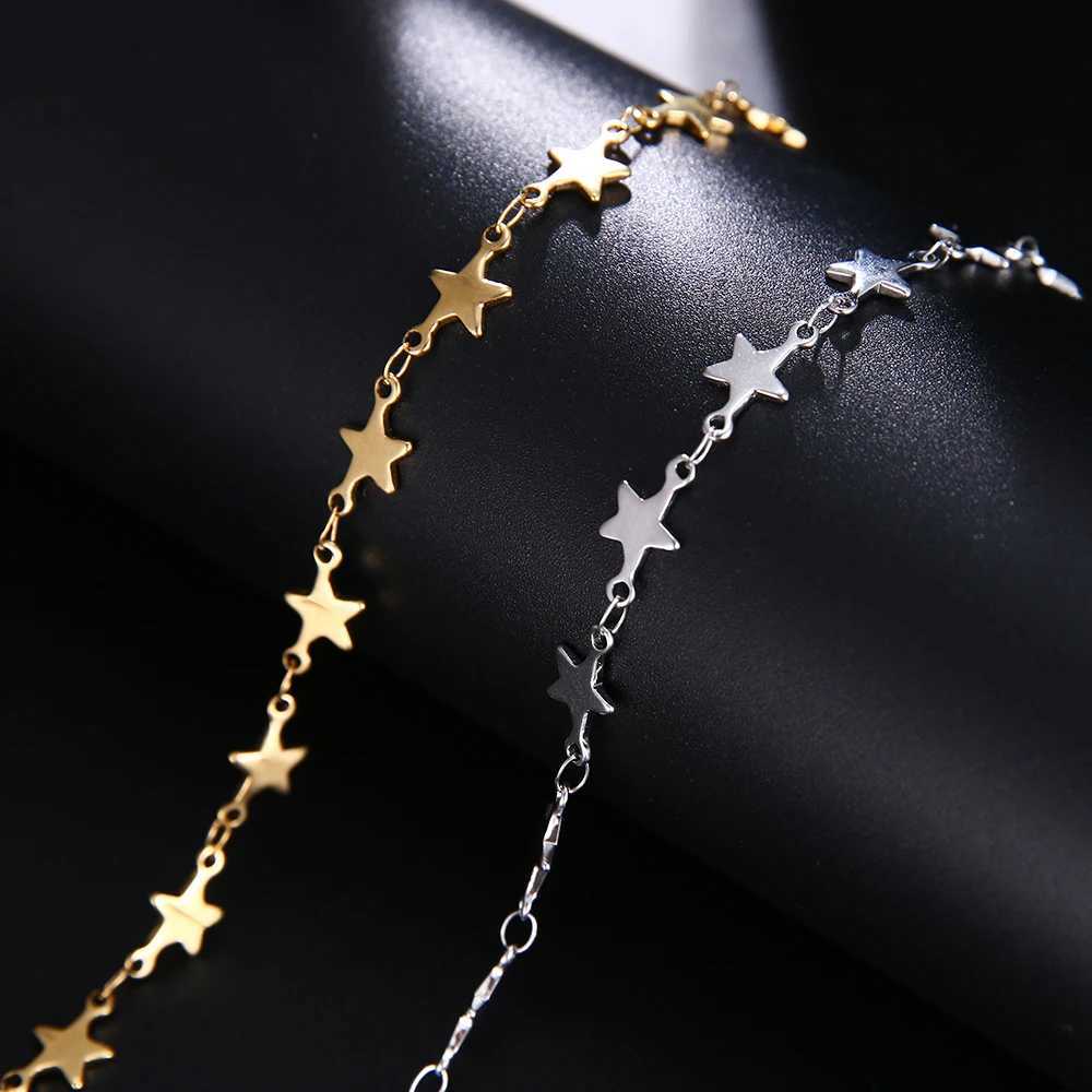 Stainless Steel Chain Bracelets For Man Women Gold Silver Color For Pendant Pentagram Donot Fade JewelryXJ250225