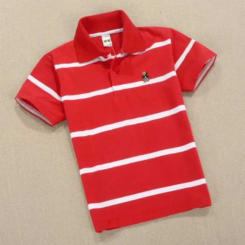 New Summer Teen Boys 3-14Yrs Polo Shirt Kids Clothes Boys 8 To 12 Short Sleeve Striped Cotton T-shirt Children Teenager Girls To M250116