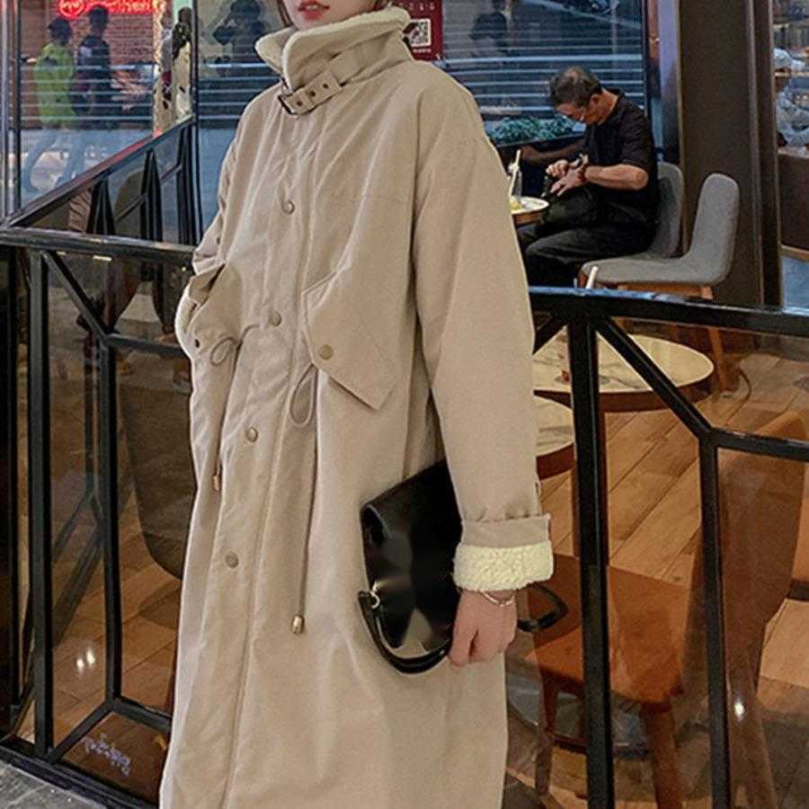 Womens Winter Cotton Jacket With Thickened Lamb Wool And Plush Mid To Long Over Knee Korean Version Loose Style Women Jackets Coat 241209